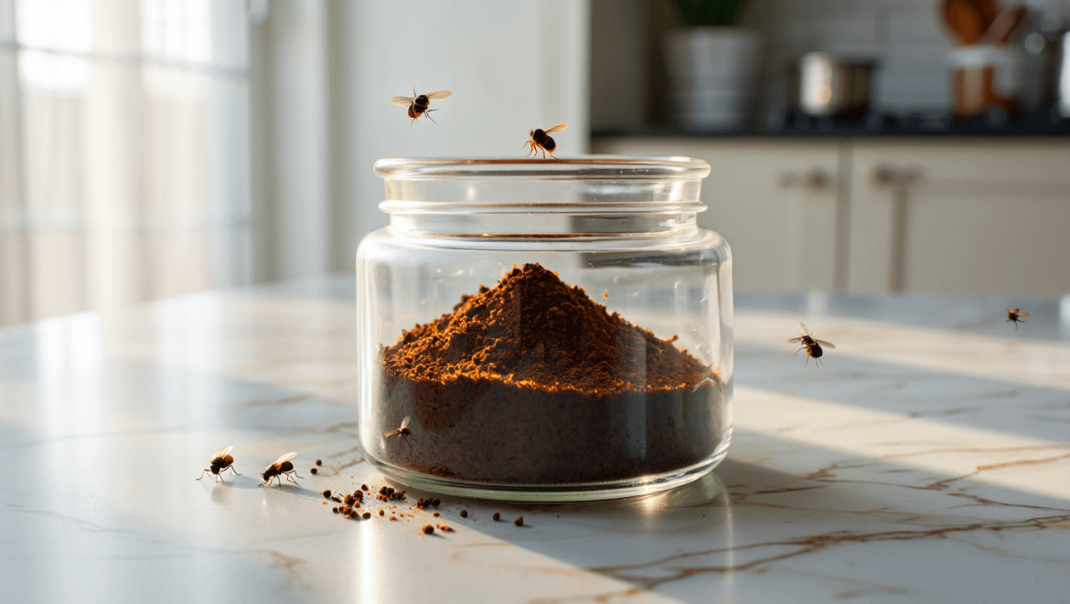 marc de café plante moucheron